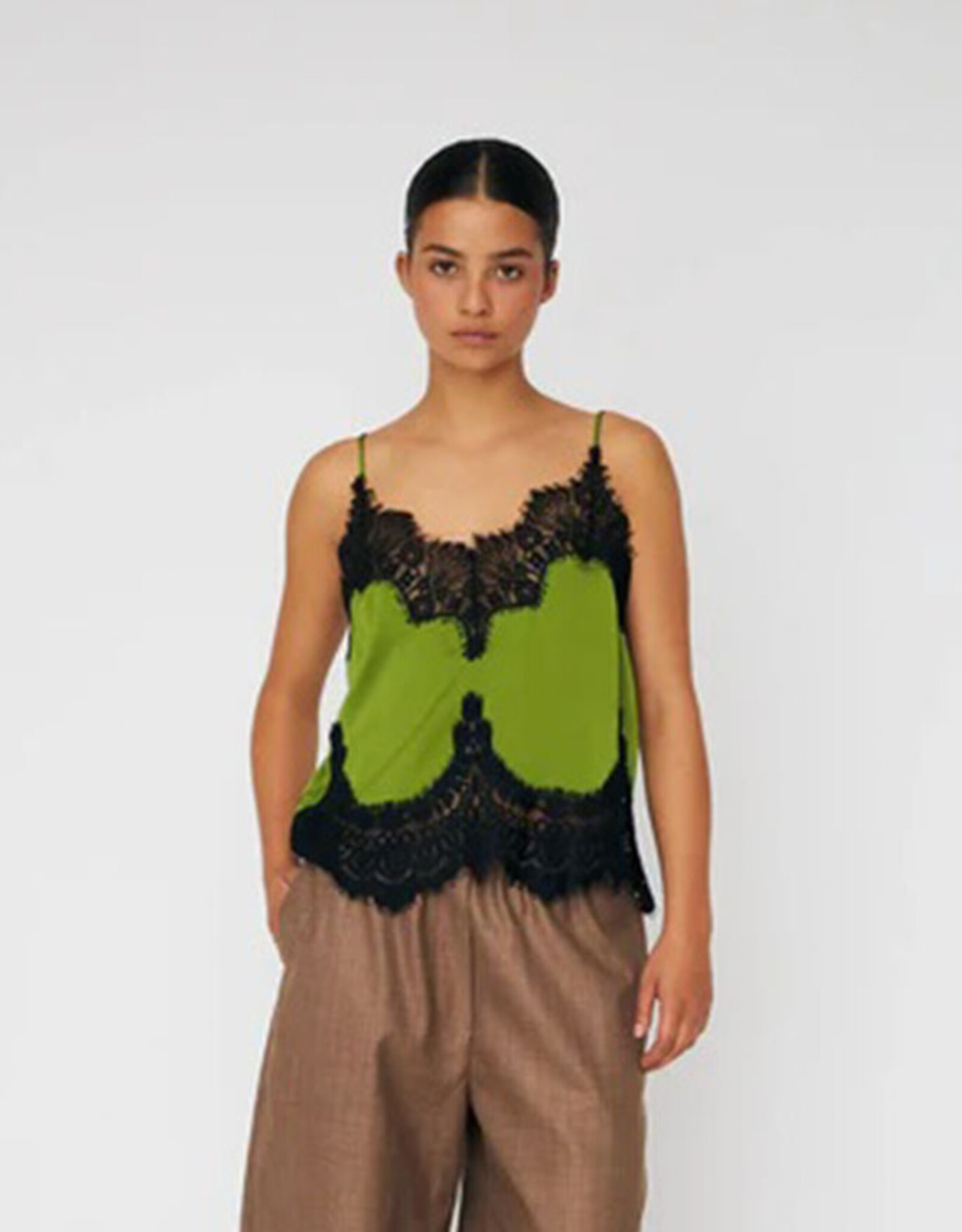 STELLA NOVA DELICATE LACE TOP - GREEN