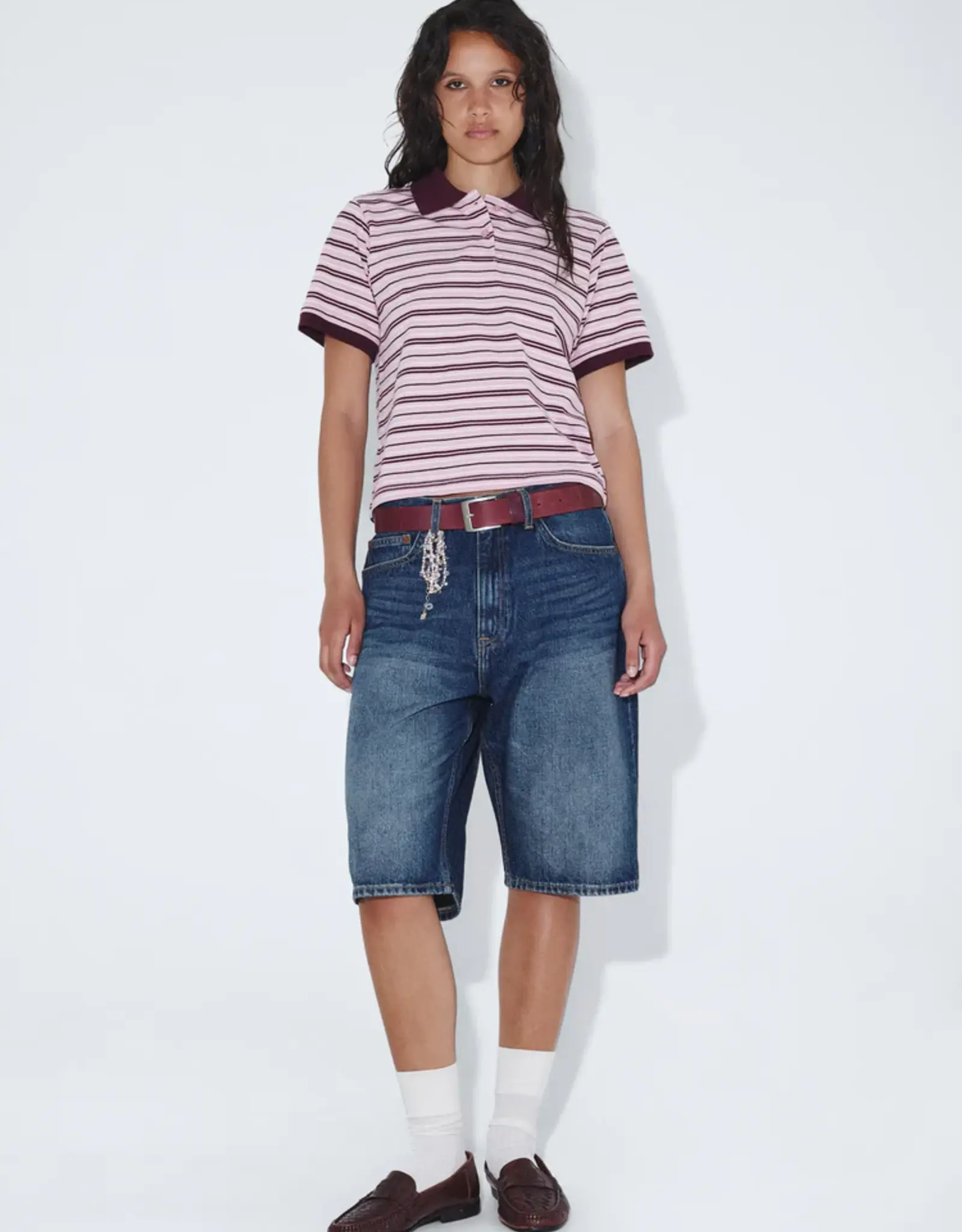 Dr Denim DR DENIM JADE SS POLO - PINK STRIPE