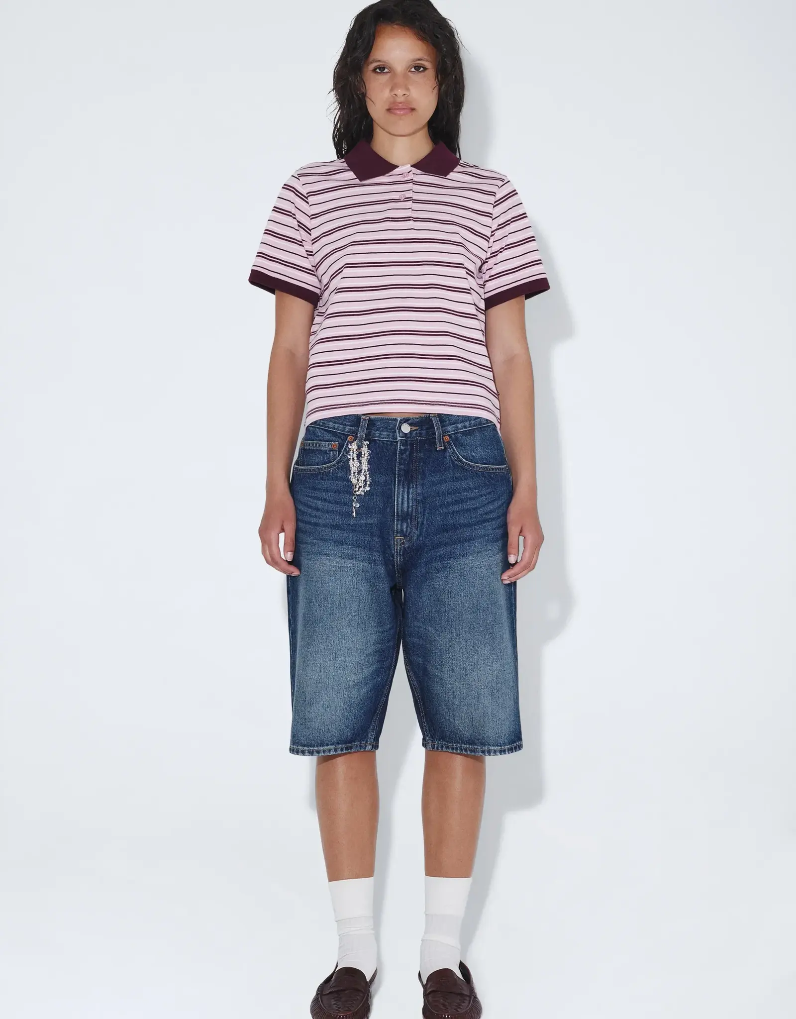 Dr Denim DR DENIM JADE SS POLO - PINK STRIPE