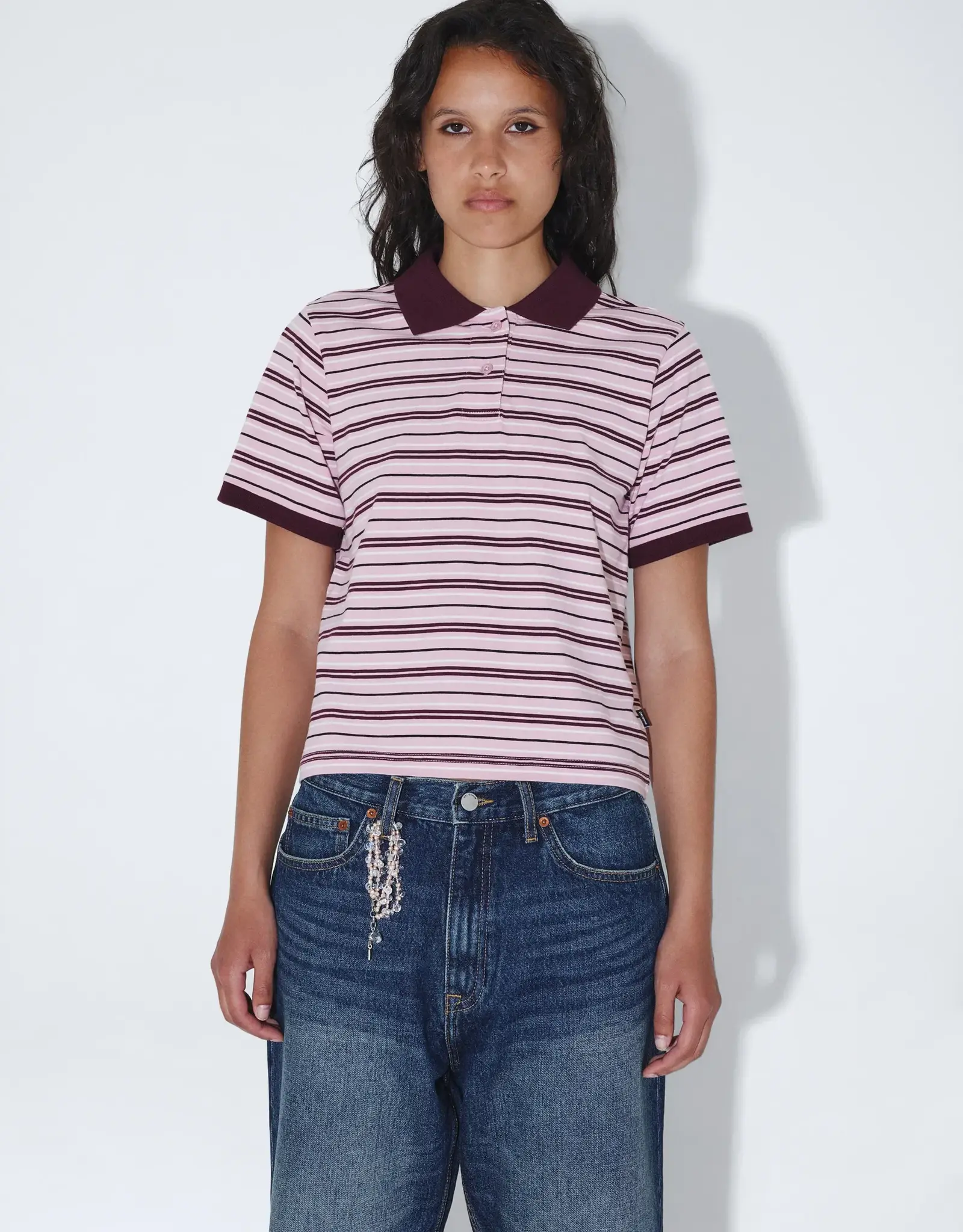 Dr Denim DR DENIM JADE SS POLO - PINK STRIPE