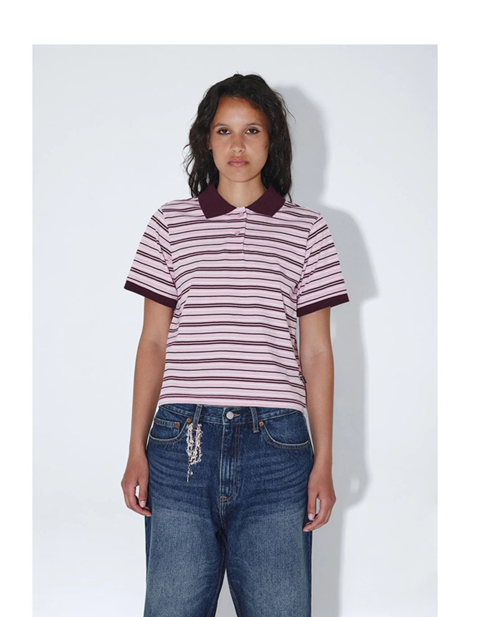 Dr Denim DR DENIM JADE SS POLO - PINK STRIPE