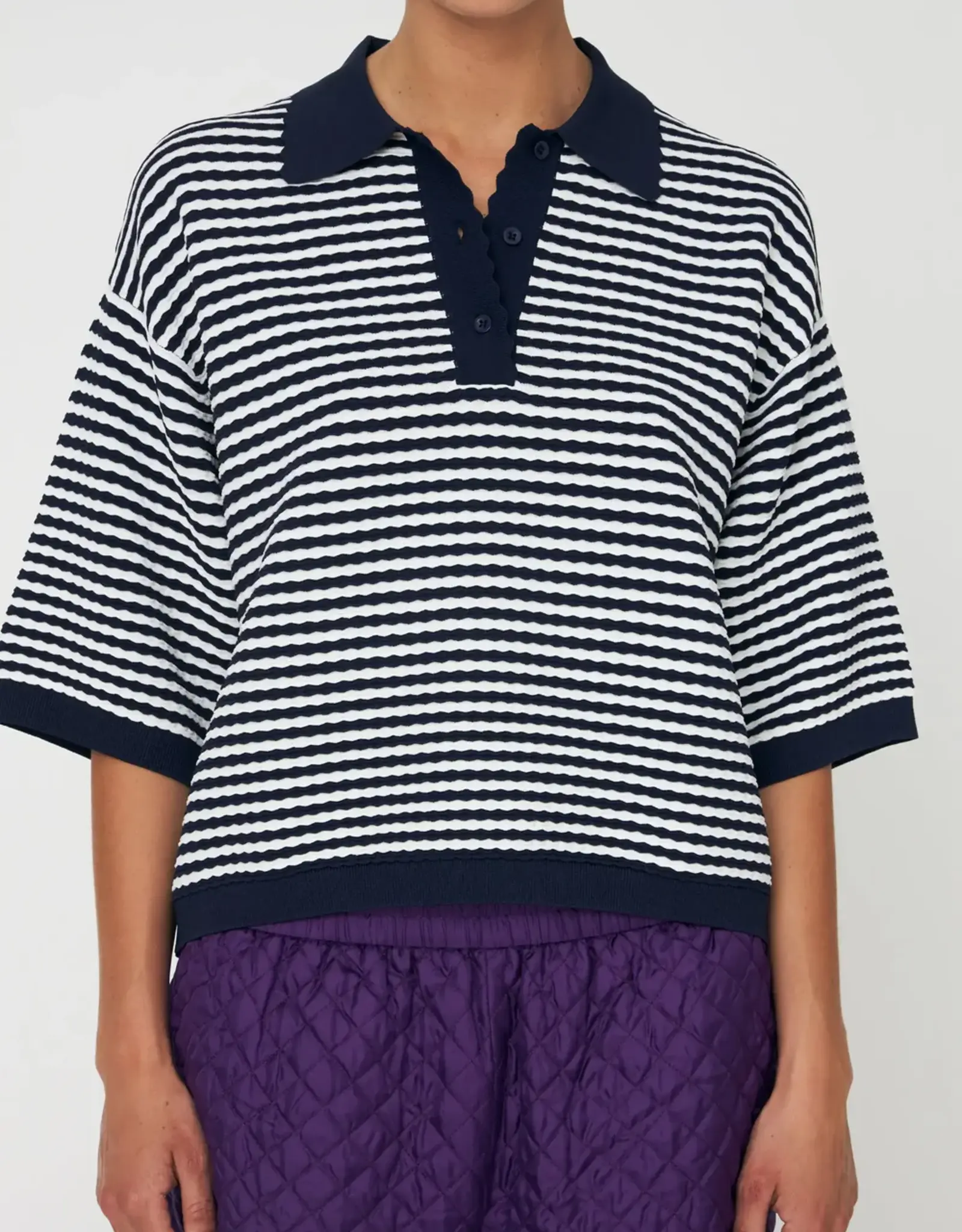 STELLA NOVA POLO KNIT - NAVY-CREME
