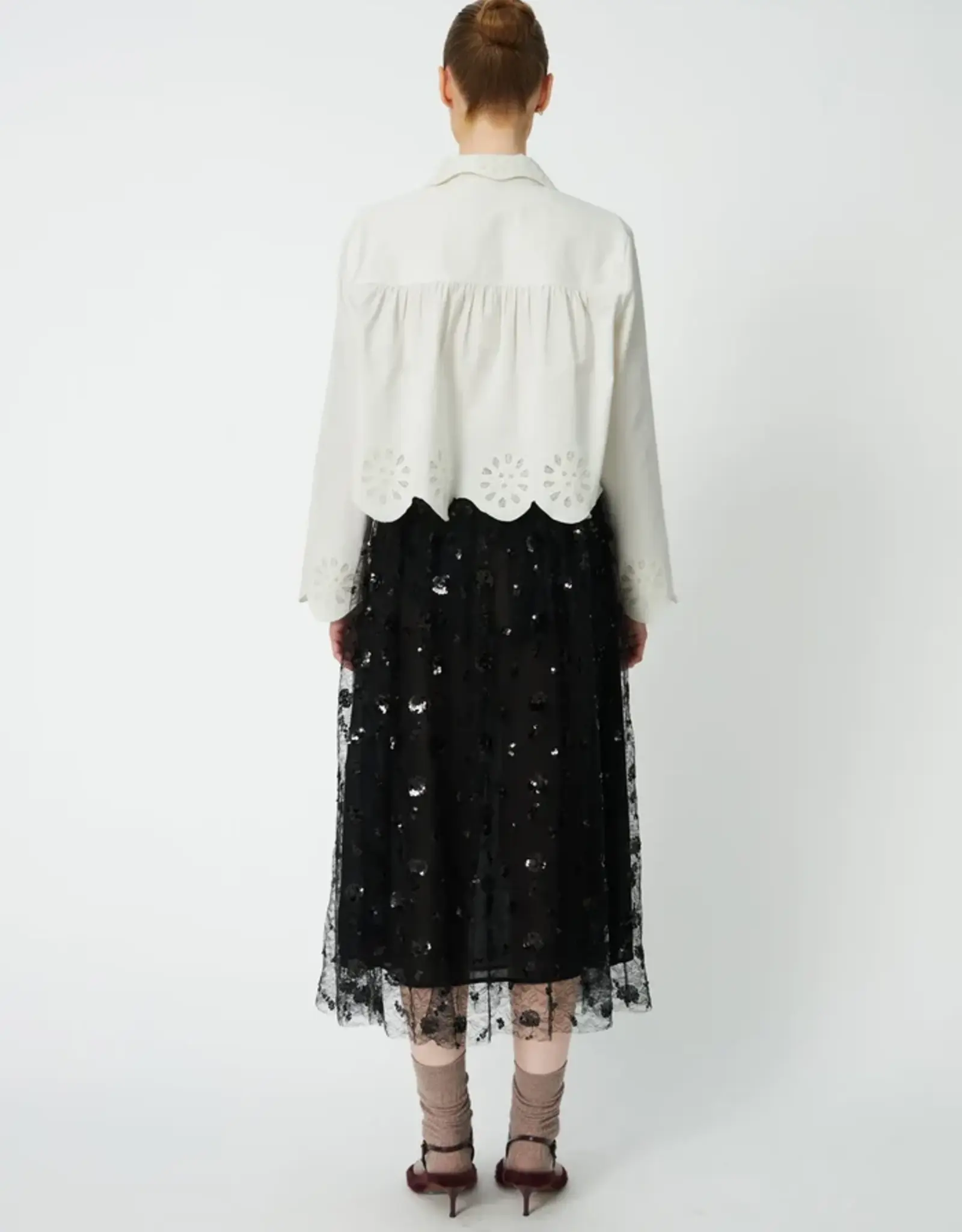 STELLA NOVA SEQUINS MESH SKIRT - BLACK