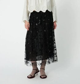STELLA NOVA SEQUINS MESH SKIRT - BLACK