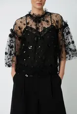 STELLA NOVA SEQUINS MESH BLOUSE - BLACK