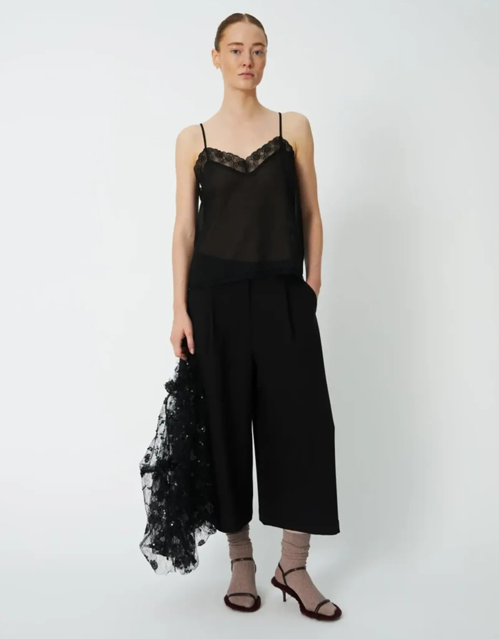 STELLA NOVA SEQUINS MESH BLOUSE - BLACK