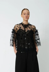 STELLA NOVA SEQUINS MESH BLOUSE - BLACK