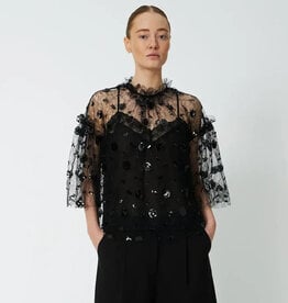 STELLA NOVA SEQUINS MESH BLOUSE - BLACK