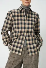 STELLA NOVA OVERSIZED CHECKED SHIRT - BEIGE/BLACK