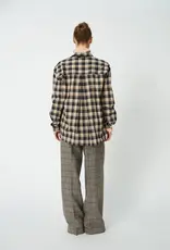 STELLA NOVA OVERSIZED CHECKED SHIRT - BEIGE/BLACK