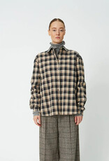 STELLA NOVA OVERSIZED CHECKED SHIRT - BEIGE/BLACK