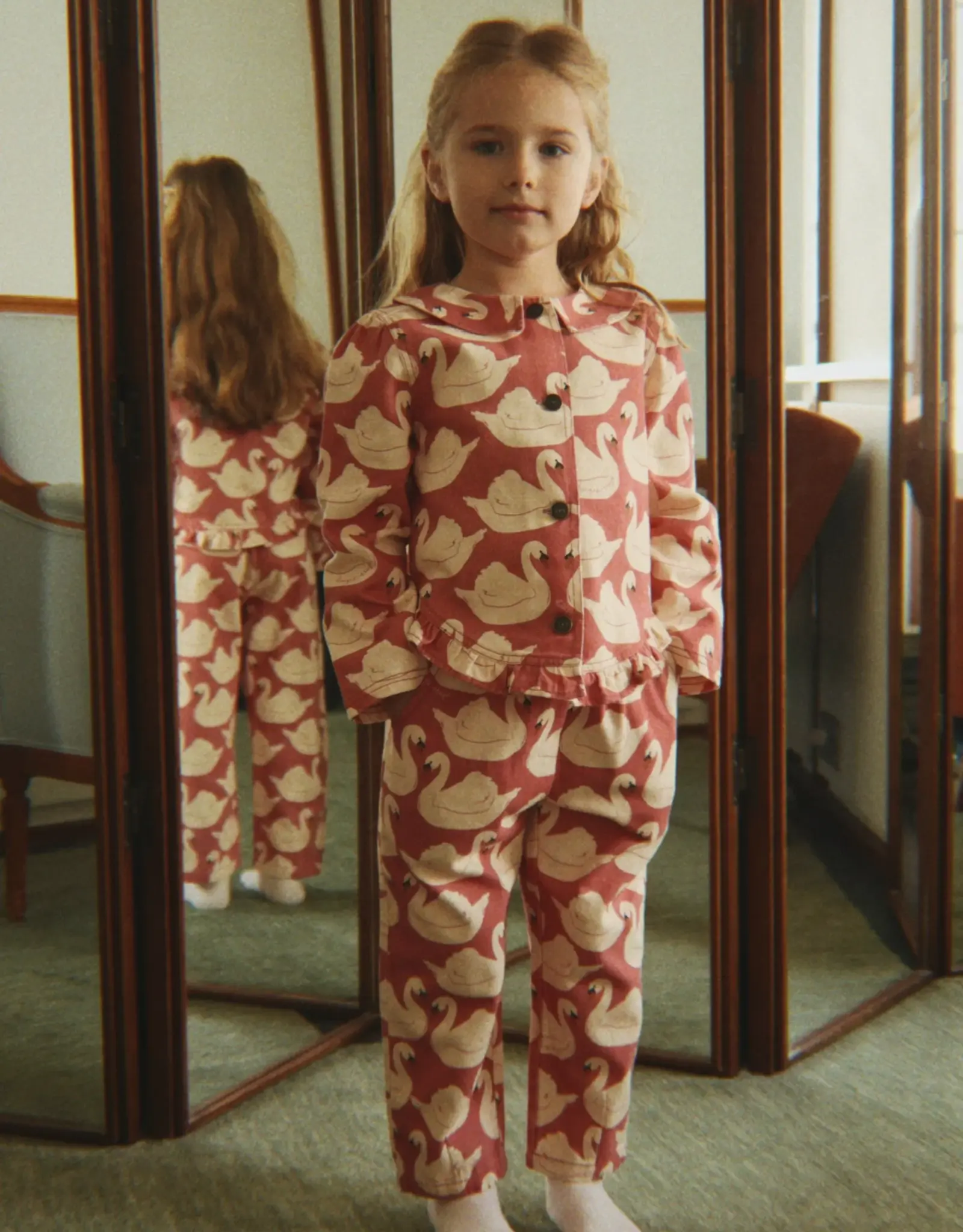 Konges Sløjd KONGES SLØJD MAGOT FRILL PANTS - SWAN ROSE