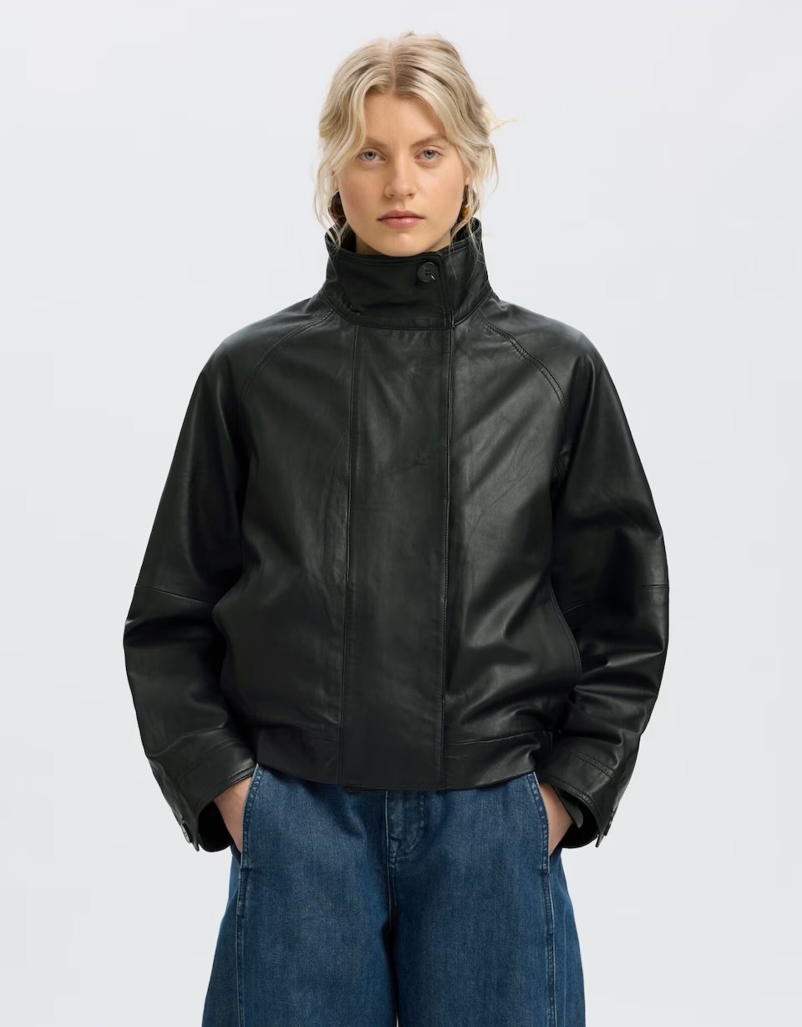 Selected Femme SELECTED FEMME ZENIA LEATHER JACKET - BLACK