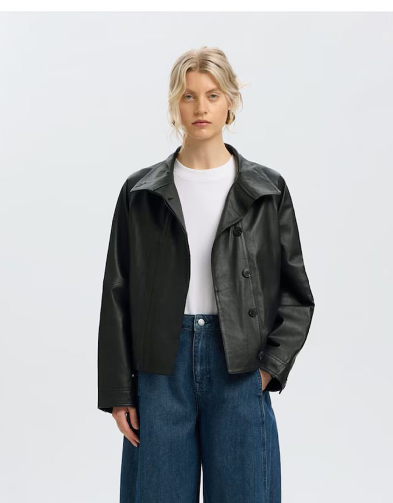 Selected Femme SELECTED FEMME ZENIA LEATHER JACKET - BLACK