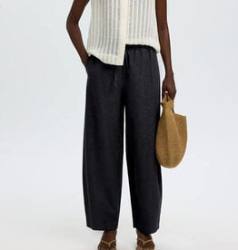Selected Femme SELECTED FEMME BARREL WILLOW LINEN PANTS - D NAVY