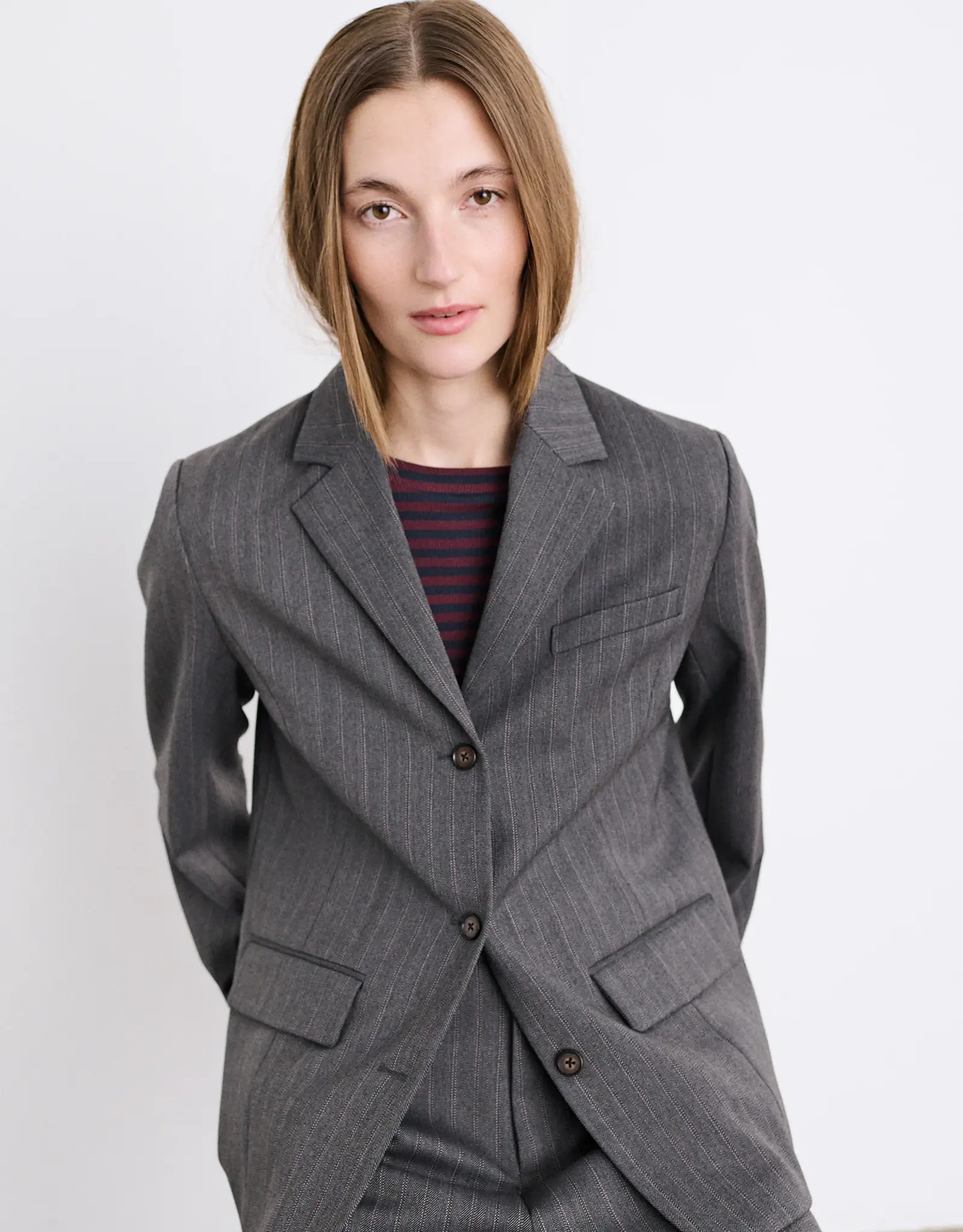 Mads Norgaard MADS NØRGAARD HERRINGBONE BLAZER - GREY