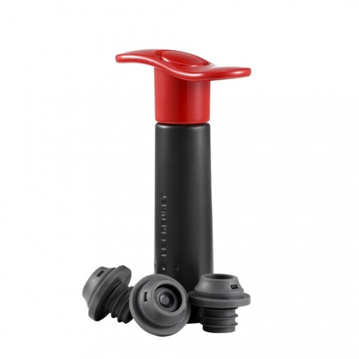 Le Creuset wijn vacuum pomp + 3 stoppen (rood)