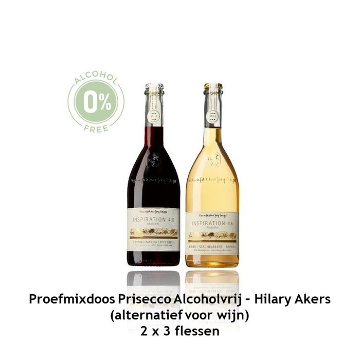Proefmixdoos Prisecco Alcoholvrij - Hilary Akers (6 flessen)