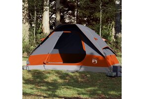 Koepeltent 6-persoons waterdicht grijs en oranje