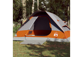 Koepeltent 4-persoons waterdicht grijs en oranje