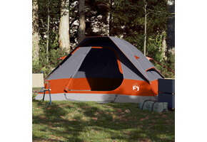 Koepeltent 2-persoons waterdicht grijs en oranje