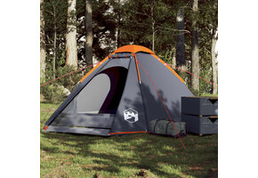 Koepeltent 4-persoons waterdicht grijs en oranje