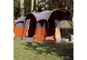 Tunneltent 8-persoons waterdicht grijs en oranje