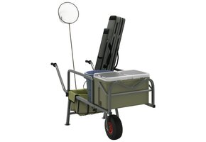 Viskar met wiel gepoedercoat staal groen