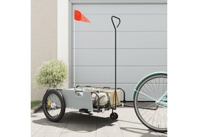 Fietstrailer oxford stof en ijzer grijs en zwart