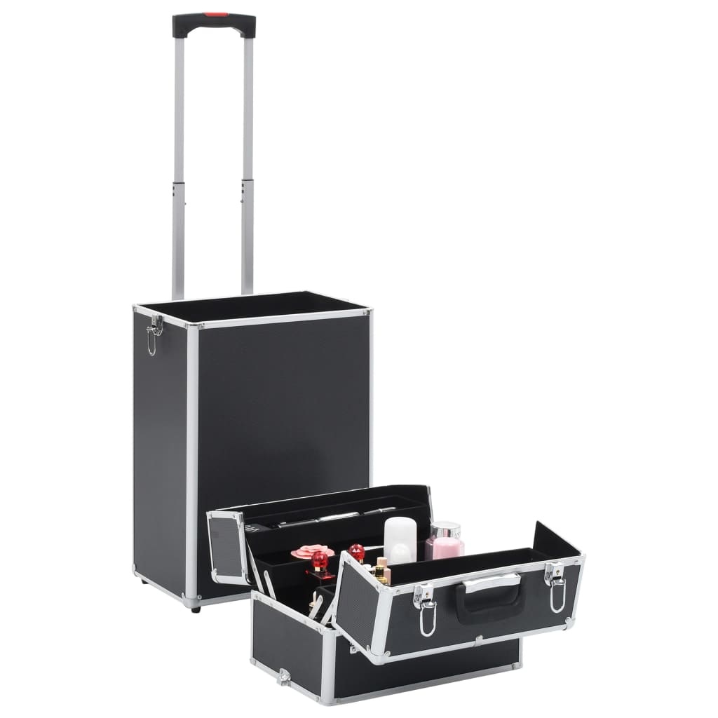 Make-up trolley aluminium zwart