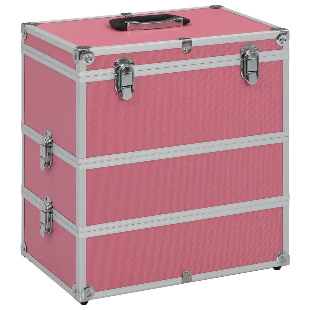 Make-up koffer 37x24x40 cm aluminium roze