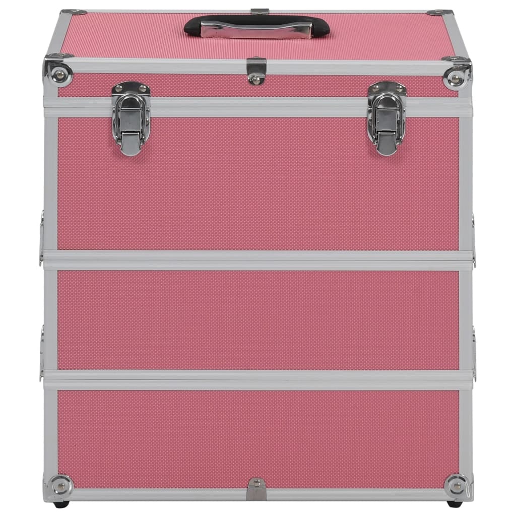 Make-up koffer 37x24x40 cm aluminium roze