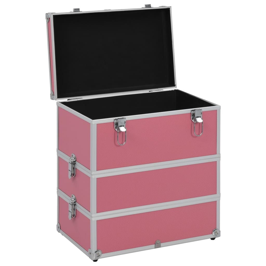 Make-up koffer 37x24x40 cm aluminium roze