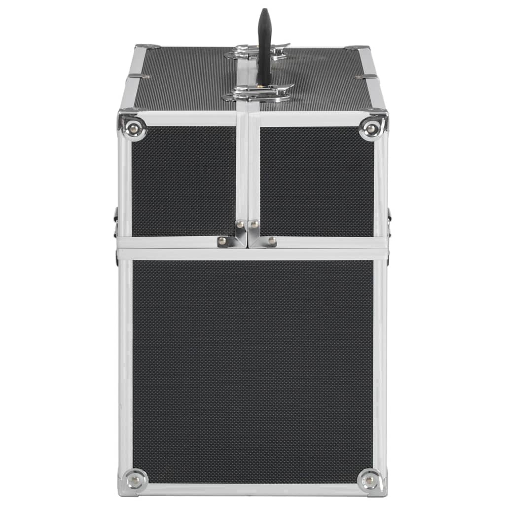 Make-up koffer 37x24x35 cm aluminium zwart