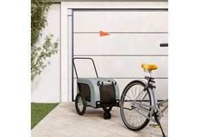 Hondenfietstrailer oxford stof en ijzer grijs en zwart