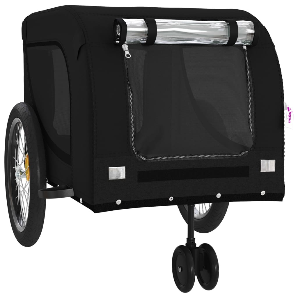 Hondenfietstrailer oxford stof en ijzer zwart