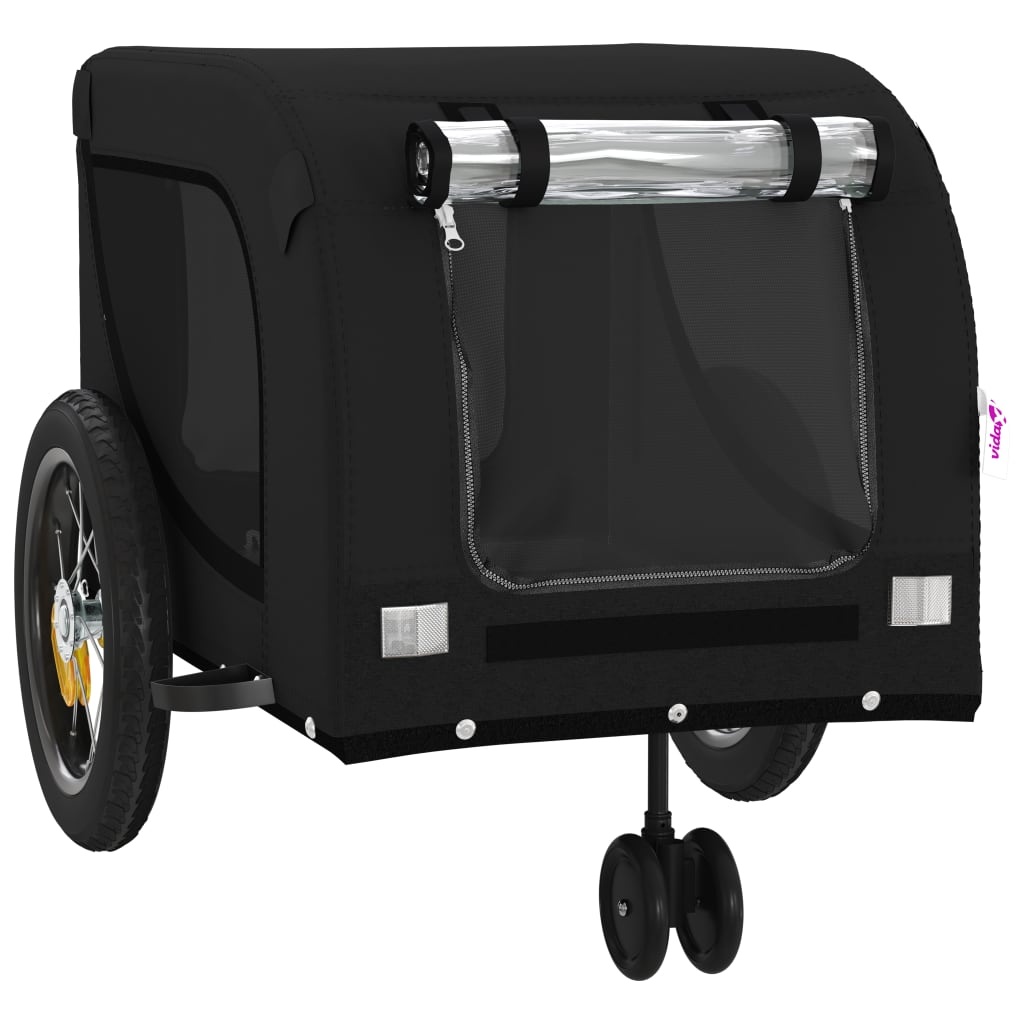Hondenfietstrailer oxford stof en ijzer zwart