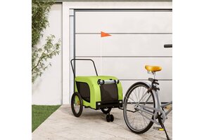 Hondenfietstrailer oxford stof en ijzer groen en zwart