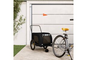 Hondenfietstrailer oxford stof en ijzer zwart