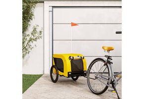 Hondenfietstrailer oxford stof en ijzer geel en zwart