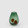Vase en verre vert avec taches brunes (H18cm / ø14cm)