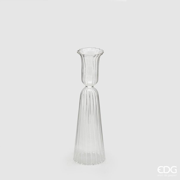 Enzo De Gaspari Transparent Candle Holder with lines (H18cm / ø5cm)