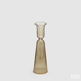Enzo De Gaspari Smoked Candle Holder with lines (H18cm / ø5cm)