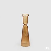 Gold Candle Holder with lines (H18cm / ø5cm)