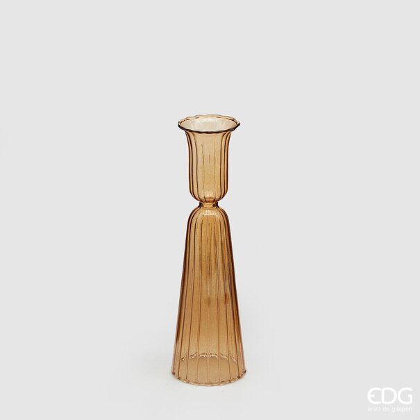 Enzo De Gaspari Gold Candle Holder with lines (H18cm / ø5cm)