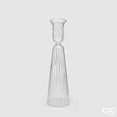 Transparent Candle Holder with lines (H22cm / ø6cm)