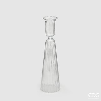 Enzo De Gaspari Transparante kandelaar met lijnen (H22cm / ø6cm)