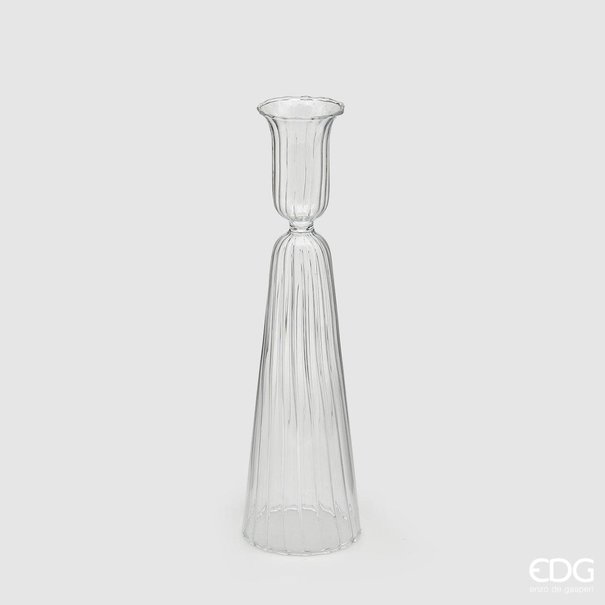 Enzo De Gaspari Transparent Candle Holder with lines (H22cm / ø6cm)