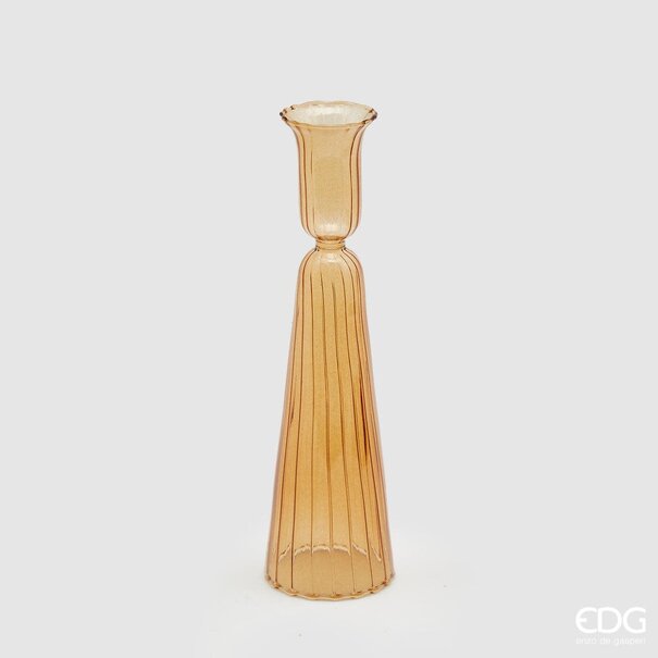 Enzo De Gaspari Gold Candle Holder with lines (H22cm / ø6cm