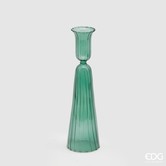 Green Candle Holder with lines (H22cm / ø6cm